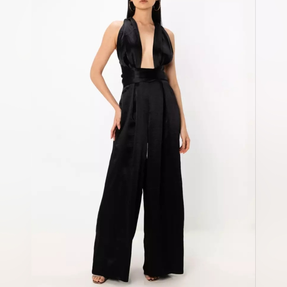 Asos Satin-Crepe Minimalist Glam Sleek Multiway Wide-leg Palazzo Size 4